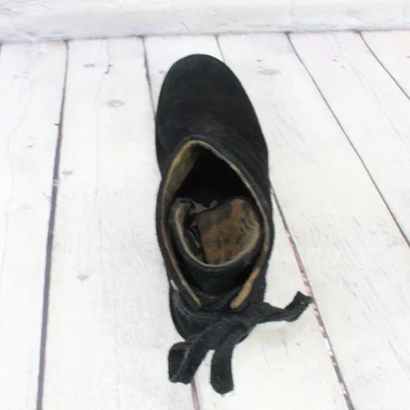 FLY London Yama Black Suede Wedge Ankle Bootie Boot  Size 40 US 10 - Picture 6 of 9